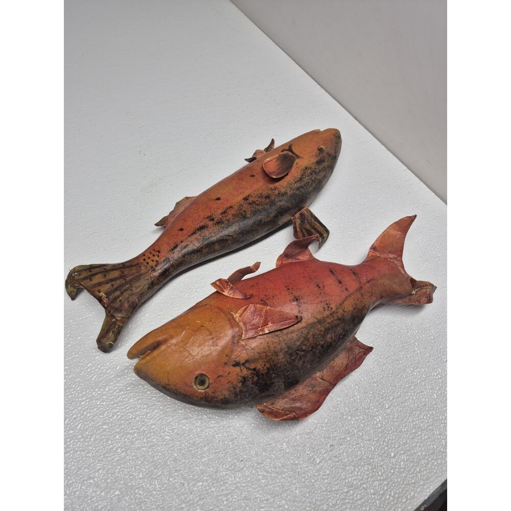 vintage paper mache Red Snapper fish sculptures Made In Thailand - Picture 7 of 7